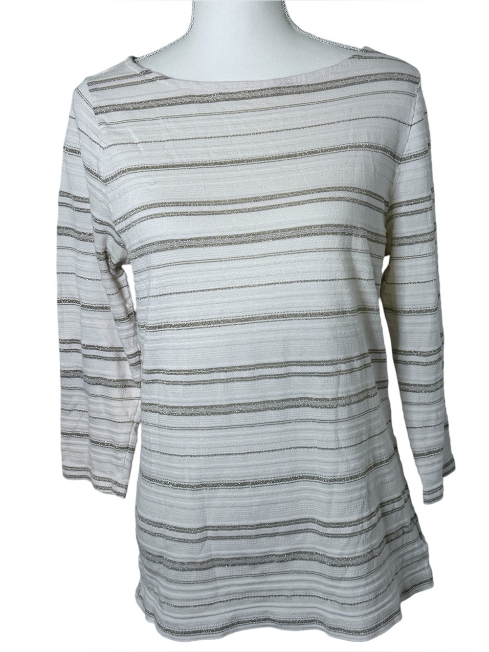 Lauren Ralph Lauren Metallic Striped Boatneck Tee.